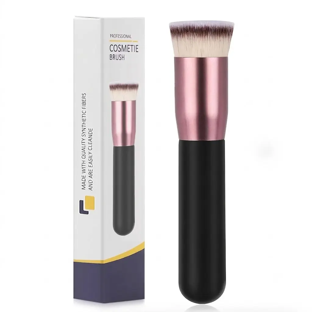 Flat Top Premium Kabuki Foundation Brush - Black, A (Flat Top) - for Liquid, Cream, Powder Makeup Blending, Buffing, Blush Application (Beauty & Personal Care Tools)