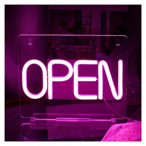 Open Neon Sign For Wall Decor Pink Light For Business Shop For Party Bar Salon Coffee Hotel USB Powered 25cm×21cm