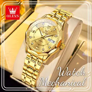 OLEVS 6727 Elegant Women Automatic Mechanical Watch, Luxury Fashion Daily Wristwatch, Waterproof Luminous Day Date Watch, Perfect Gift for Her