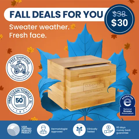 Clean Skin Club Luxe Bamboo box with Drawer + 50 XL Towels