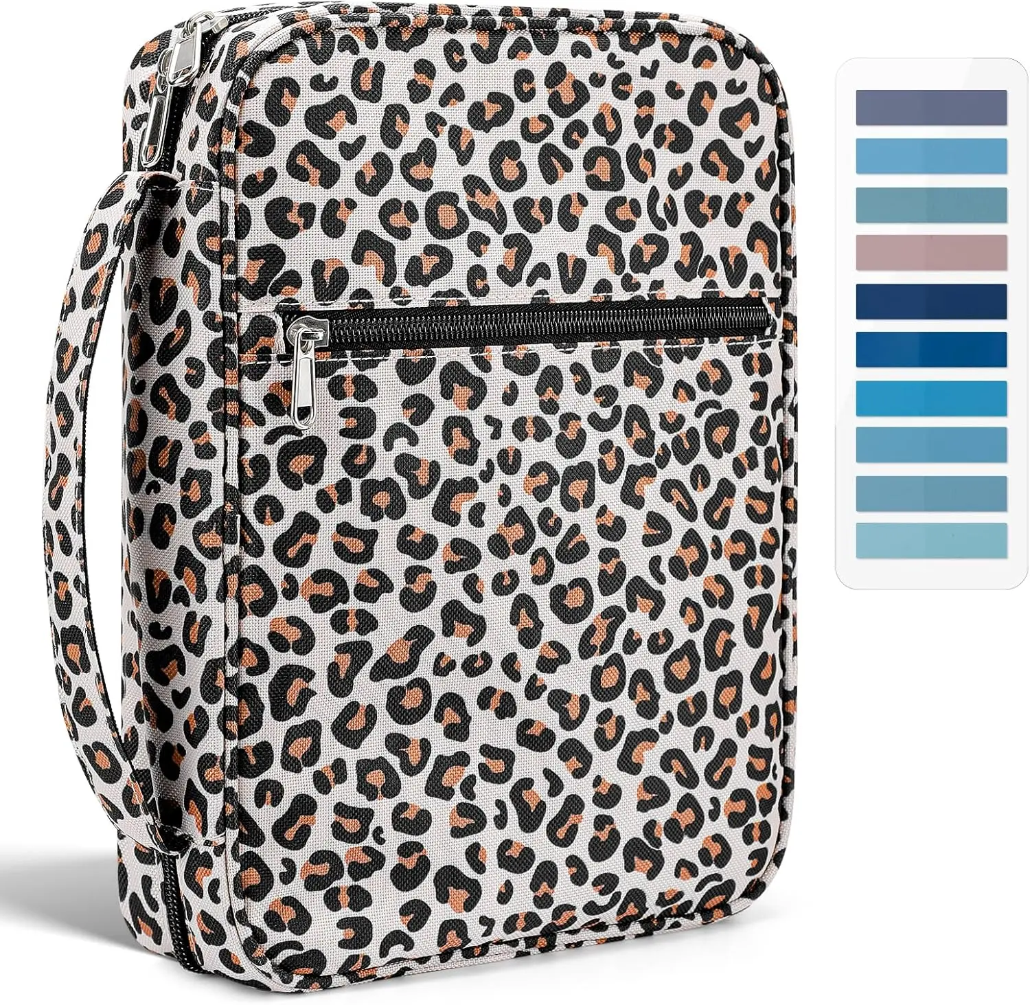 Carrying Book Case Book Cover Church Bag with Handle Zippered Pocket and 200 PCs Bible Tabs Organiser