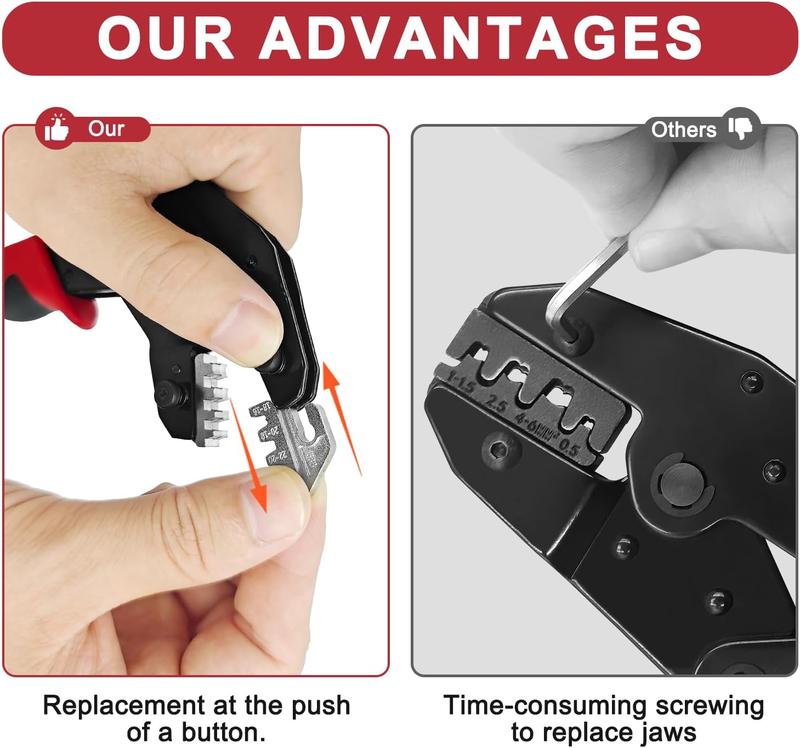 Terminal Crimping Tool and Multi-Purpose Wire Stripper Kit - Multiple jaw sizes, ratcheting design, Wire Crimper Tool - Ideal for mc4 crimping, wiring, repair electrical Terminal Crimping Tool and Multi-Purpose Wire Stripper Kit - Multiple jaw sizes, ratcheting design, Wire Crimper Tool - Ideal for mc4 crimping, wiring, repair electrical
