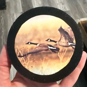 Hanging Car Freshie, Flying Geese Black 4" Circle - Choose Your Scent, Made to Order, No Warranty, Suitable for Car Interiors & More Aroma Scented Floral