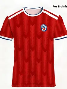 Chile National Team Training Football Jersey Zigzag Breathable Quick-Dry Fan Version, Sporty Slim-Fitting T-Shirt
