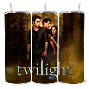 Twilight 20  oz Tumbler - BPA Free, Stainless Steel, Leak Proof, Clear Lid, Includes Straw