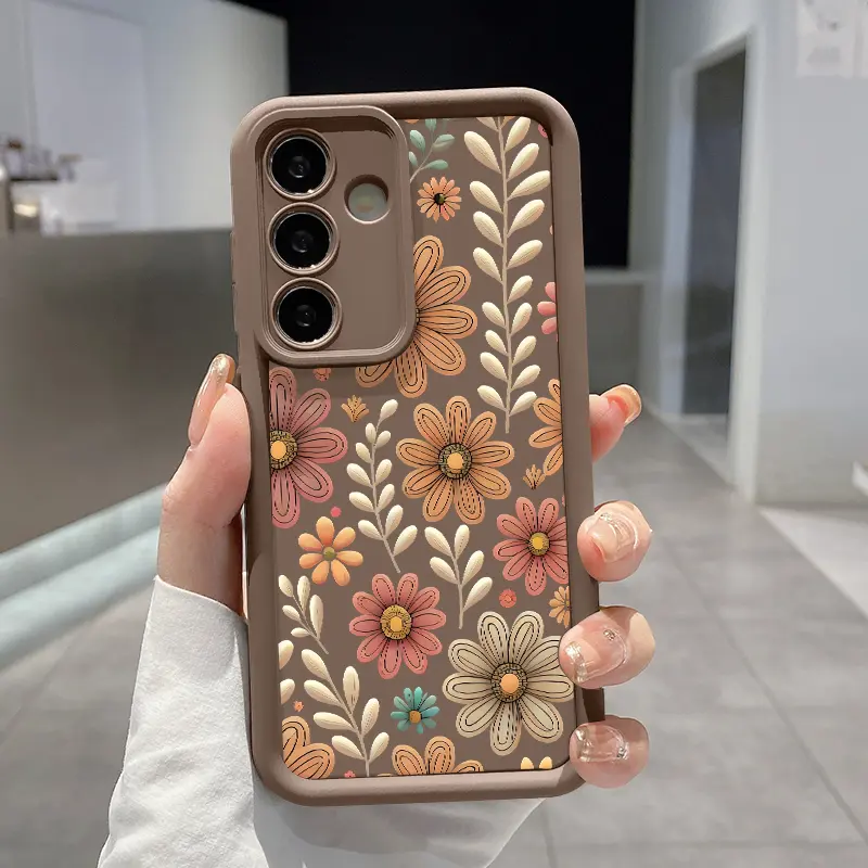Case for Samsung S25 ultra plus S24 S23 S22 Ultra Plus SpringBlossom Advanced fashion gift Anti-Scratch Shockproof Soft Silicone Protective Cover Protection Protector Brown