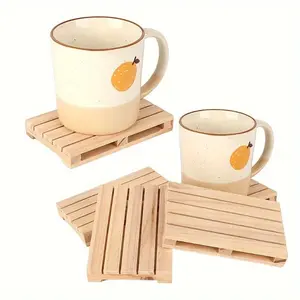 Mini Wooden Pallet Coasters - Insulated Cup Mat for Hot and Cold Drinks - Indoor and Outdoor Decorations - Kitchen, Living Room, Office, Desktop - Abstract Crafts Decorations - Home Room Decor
