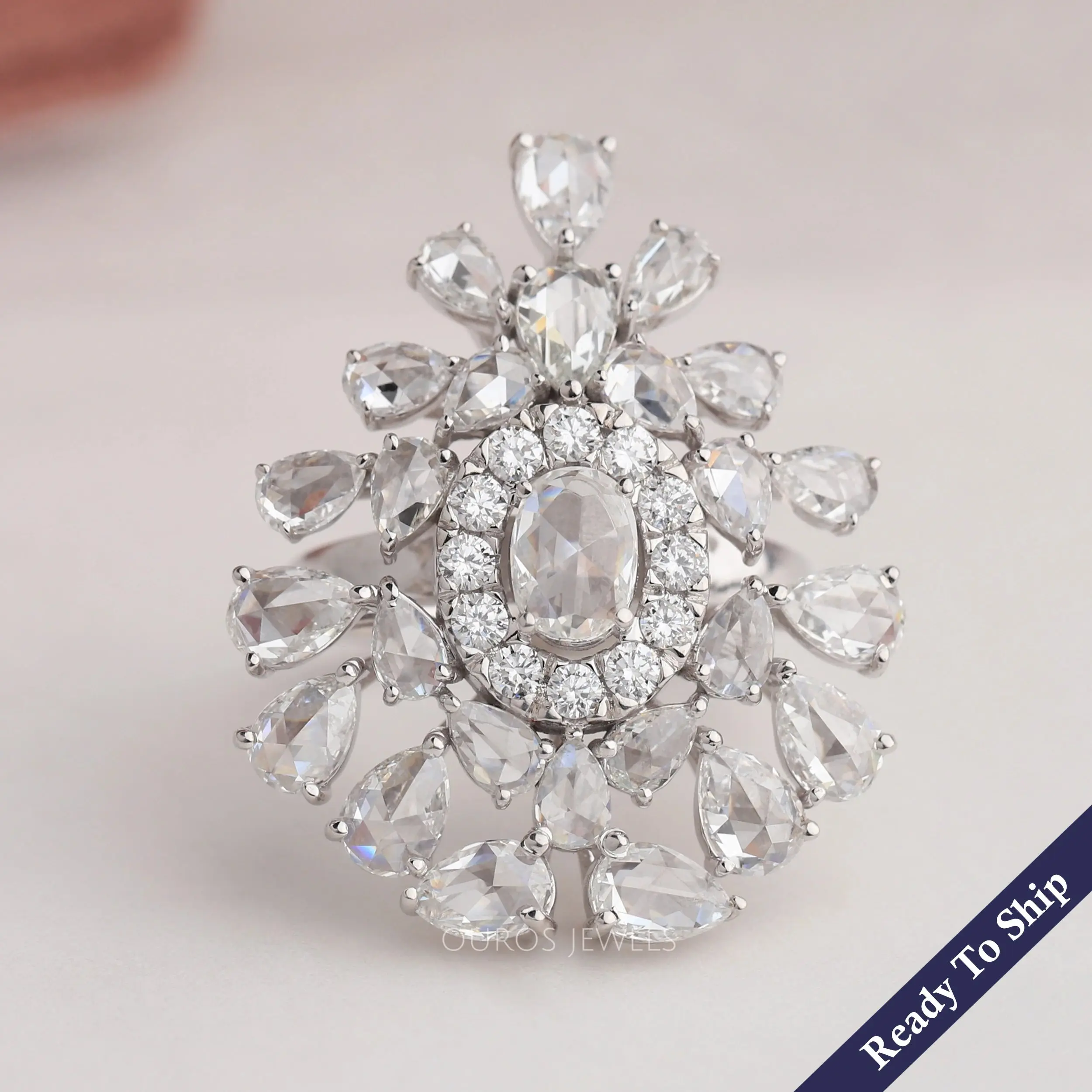 Rose Cut Lab Diamond Cluster Ring Rose Cut Lab Diamond Cluster Ring