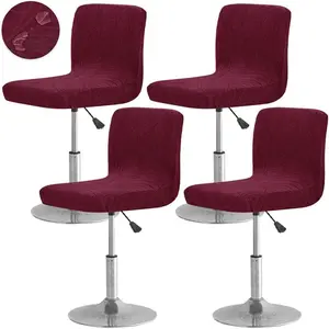 Waterproof Stretch Bar Stool Covers with Back for Counter Height Swivel Barstools 4 Pack Wine Red for Kitchen Island Home Bar Pub