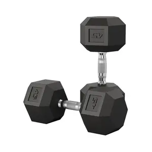 45LB Hex Dumbbells Pair, Rubber & PVC Coated Cast Iron, Non-Slip Textured Steel Handles, Anti-Roll – Home Gym Strength Training