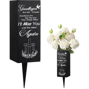 Cemetery Vases for Grave Metal Flower Holder with Spikes Memorial Funeral Gravesite  Vase Decorations for Loss of Loved One(I'll Miss You)