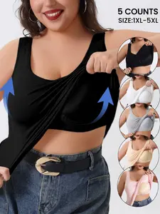 Plus Size Women's Sleeveless Workout Padded Sports Tank Top, Buit in Bra Vest,Soft Skin-Friendly High Elastic Yoga Tank Top,Wide Shoulder Strap,Fitted Activewear for All Seasons