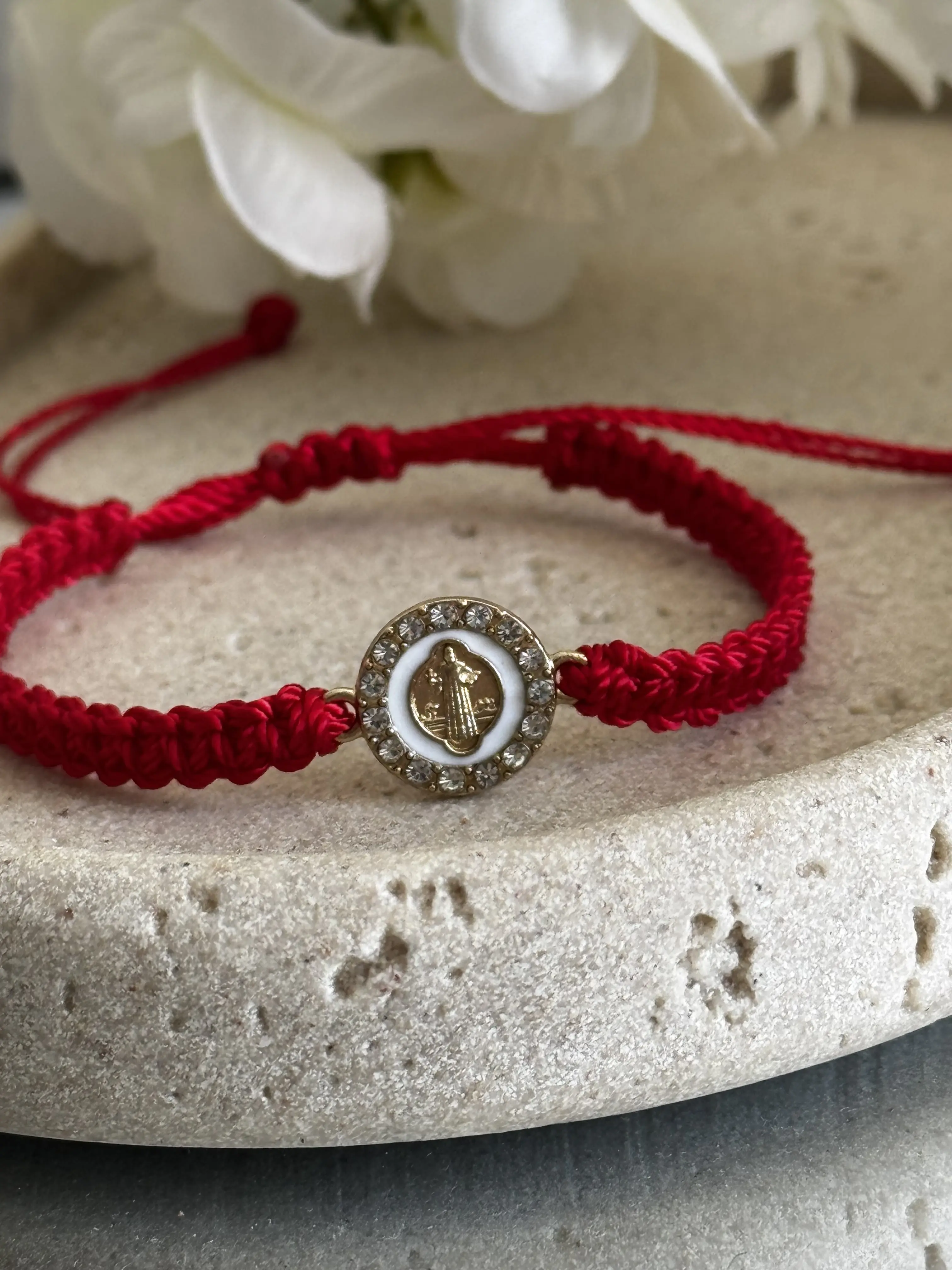 Handmade St. Benedict/ San Benito Protection Bracelet Adjustable Red thread Catholic bracelet