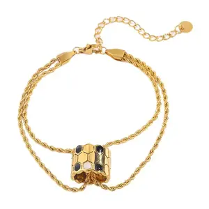 Unique Creative Cylinder Football Titanium Steel Bracelet for Women, Versatile Honeycomb Twist Chain Non-Fading Jewelry