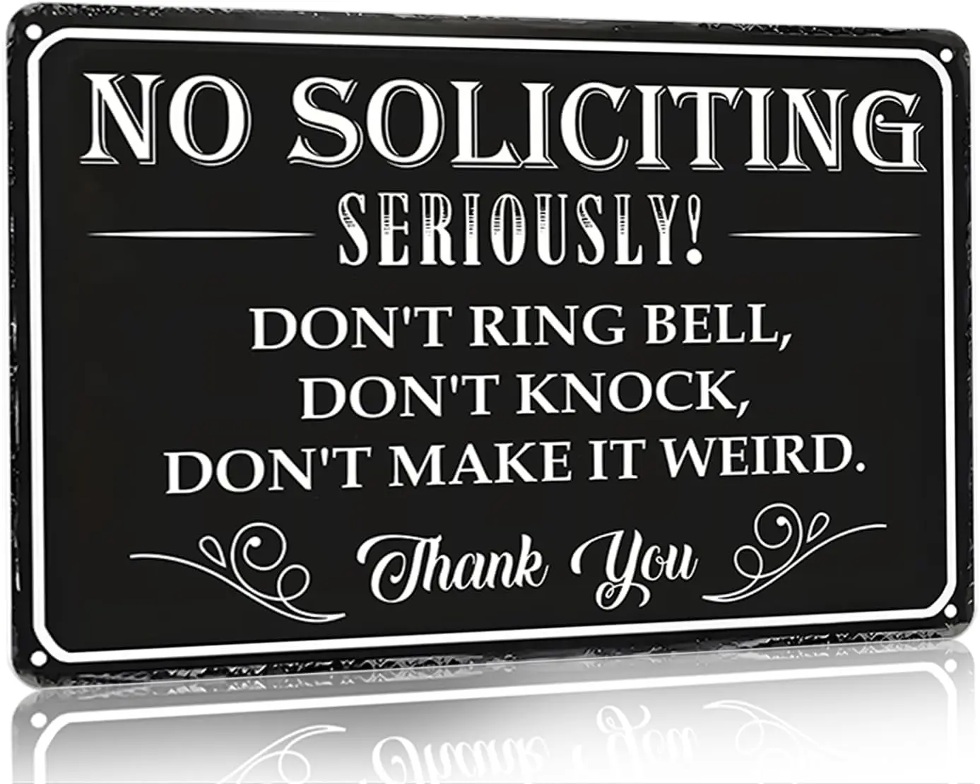 Vintage Metal No Soliciting Sign - 8x12 in, "Please Do Not Ring Bell or Knock" for House Office, Home Decor Accessories, Front Door Porch Yard Wall Plaque, Gift (3079)