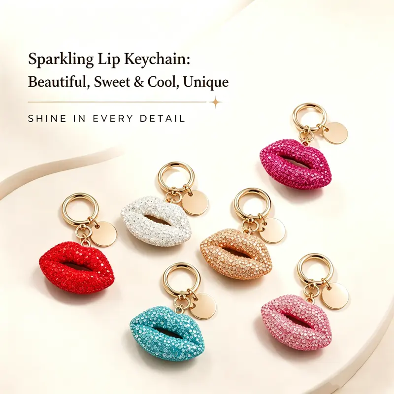 Women's Handmade 1-Piece Solid Lips Keychain - Cute Girly Mobile Phone Charm Accessory, Ideal for Bag or Car Key Rings for Car Keys