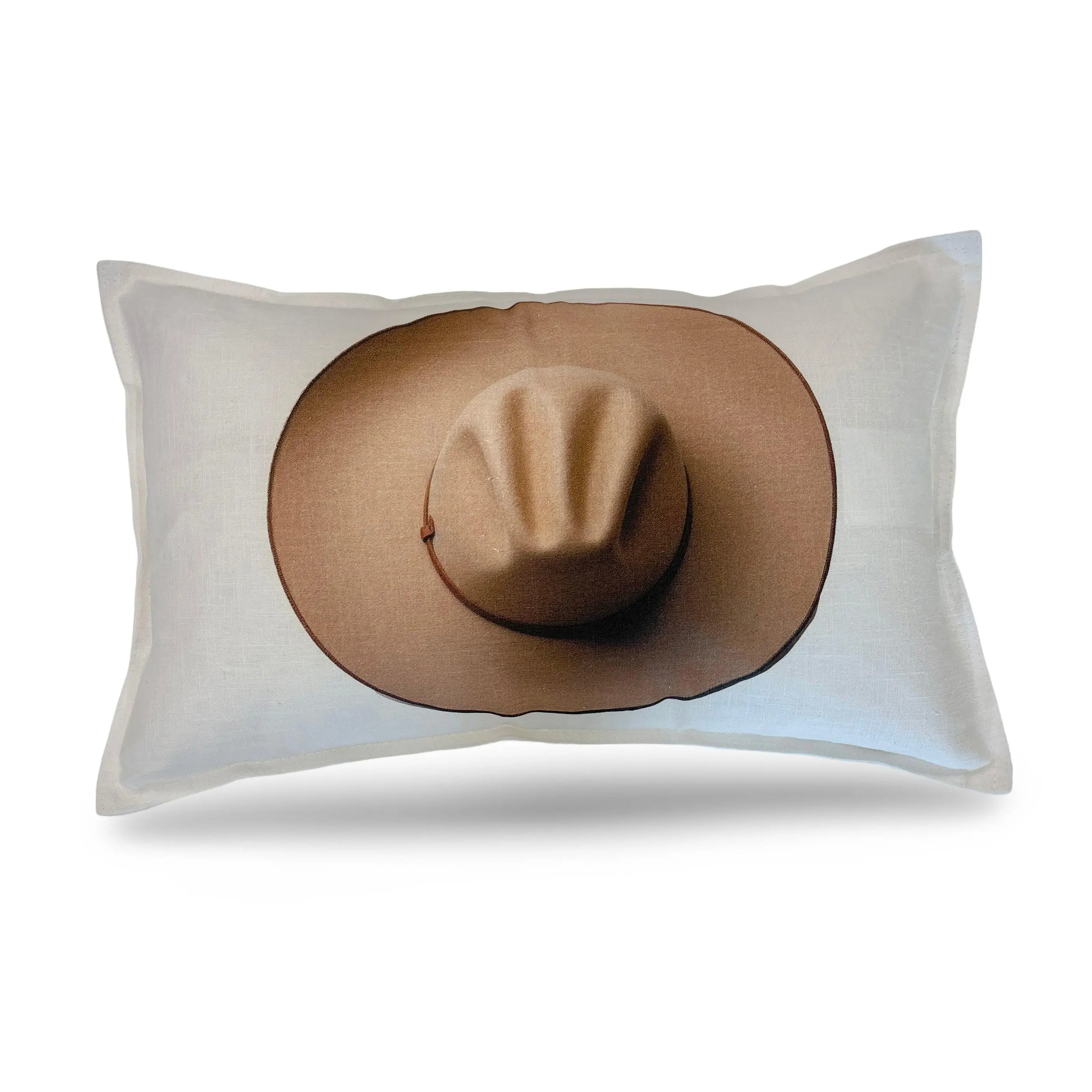 Cowboy Hat Linen Cotton 20x12 Lumbar Pillow