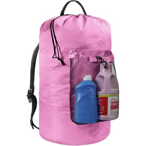 Laundry Bag with  Straps and Mesh Pocket Laundry Backpack Large Portable Laundry Hamper for College Laundromat Apartment
