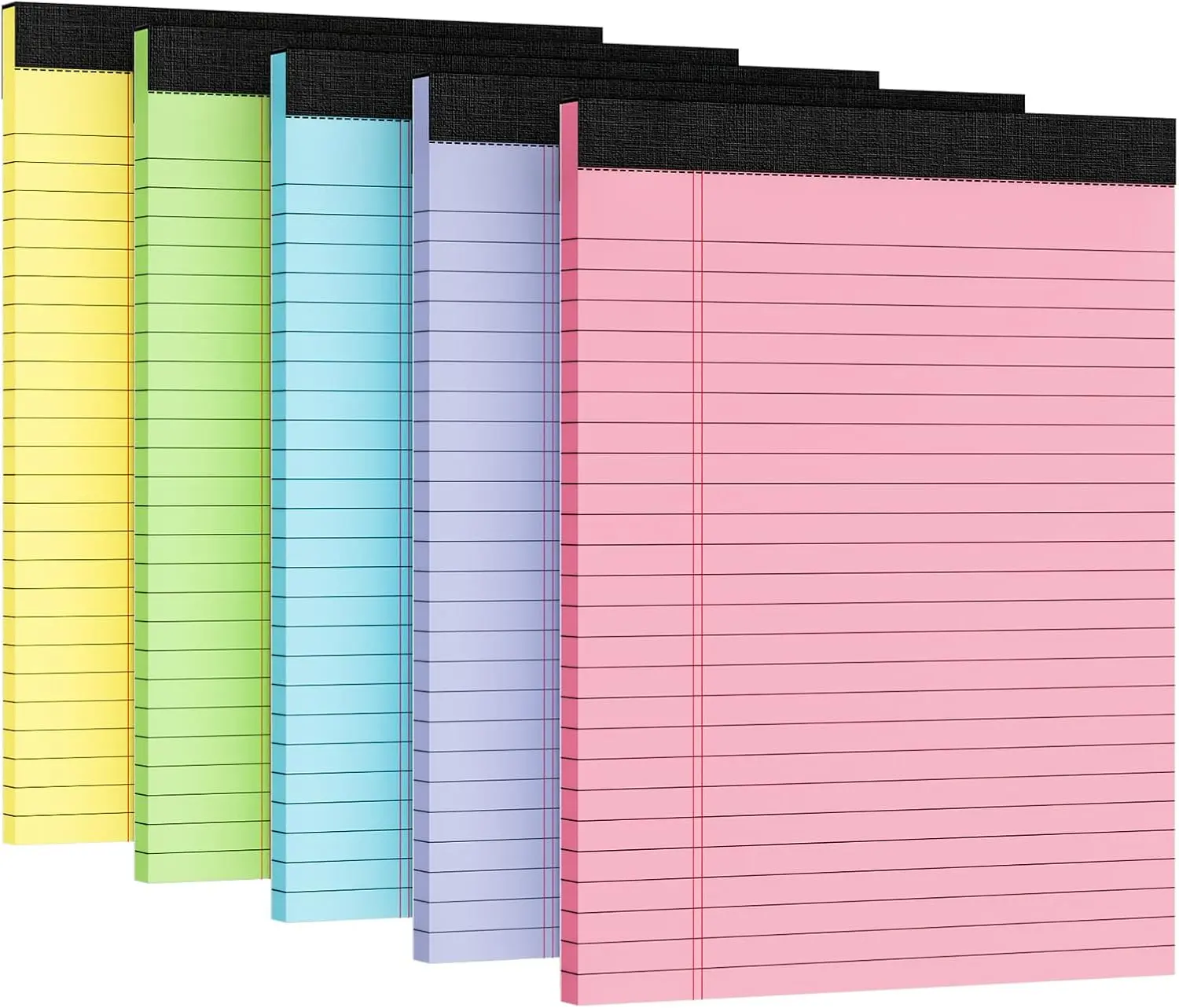 5pcs Legal Pads 8.5 x 11, Color Notepads 8.5 x 11 In, Perforate Wide Ruled | 30 Sheets/Pack, Colored Note Pads Clear Print Writing Pads of Paper, Legal Notepads Paper, Sturdy Back, Thick Paper