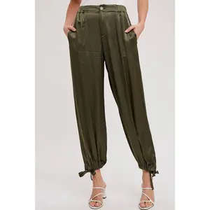 Satin Drawstring Cargo Pants - Versatile Design, Comfortable Fit, Ideal for Everyday Use