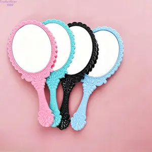 4pcsVintage Oval Embossed Makeup Mirror, European Style Electroplated Portable Handheld Vanity Mirror, Compact Single-Sided Mini Mirror for Travel & Daily Beauty Touch-Ups