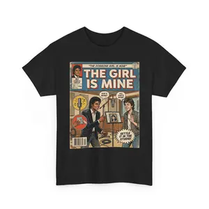 [SALE UP TO 50%] Michael Jackson Girl Is Mine T-shirt, Comic Style Graphic Tee, Thriller Era Music Outfit, Vintage Aesthetic Style, Unisex Oversized Gift