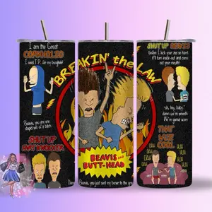 Beavis and Butthead Tumbler Drinkware 20 oz Stainless Steel Water Bottles, Gift, Personalize