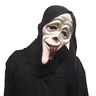 Halloween scary Spooky ghost face mask design with a protruding red tongue, natural rubber scary black hooded headwear, Costume Mask, Mask Cosplay, suitable for parties and performances, for ages 14 and above.
