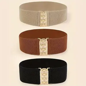 Solid Color Wide Belt, 3 Counts Exquisite Fashionable Waistband, Modern Simple Style Sewing Waistband for Daily Clothing Decor, Fashion Belts