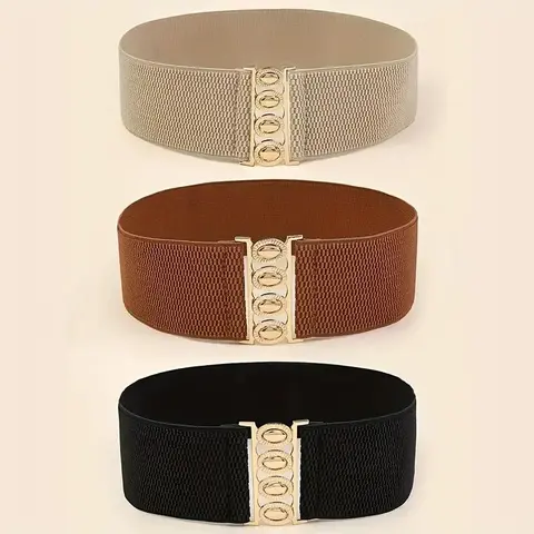 Solid Color Wide Belt, Design Belt, 3 Counts Exquisite Fashionable Waistband, Modern Simple Style Sewing Waistband for Daily Clothing Decor, Everyday Belts, Fashion Belts