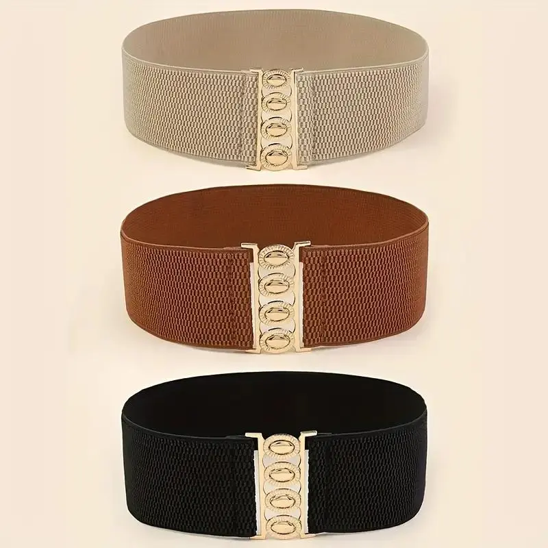 Wide Elastic Leather Belt Set for Dresses, 3 Piece Stretchy Cinch Amazon.com: SATINIOR 3 Pieces Women Wide Elastic Belt for  main image 4