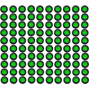 100 Pcs 3/4 Inch Round 3 LED Side Marker Indicator Lights 12V (Green (100 PCS))