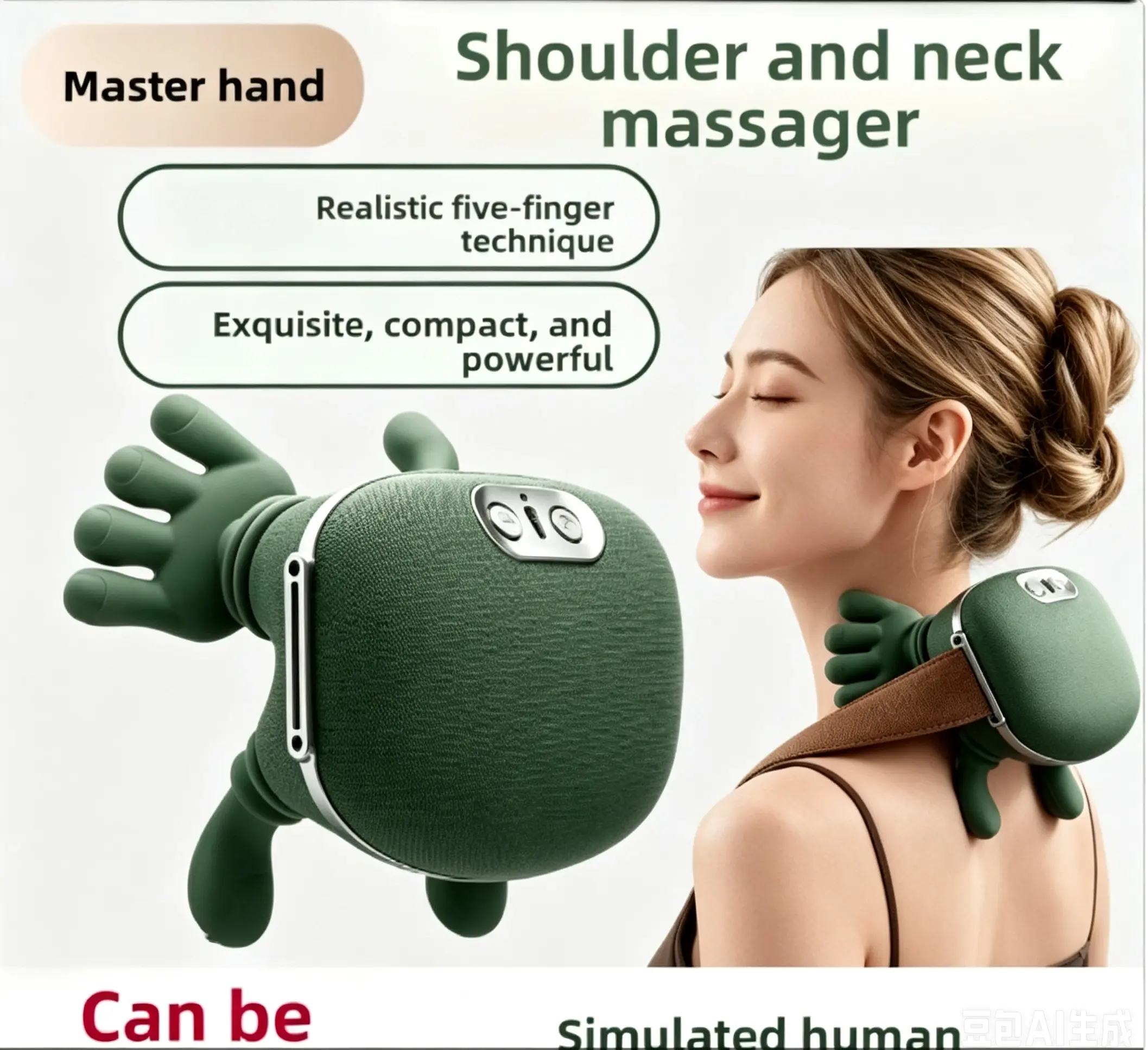 Portable Electric Neck Massager - Shiatsu Deep Tissue Kneading, Heat Therapy, USB Rechargeable, for Shoulder Pain Relief, Ideal for Office Workers
