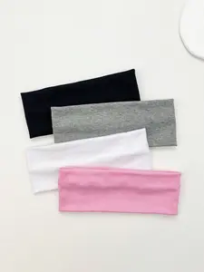 4 Pcs Solid Color Sporty Hair Bands for Men and Women, Sweat-Wicking Running Headbands, Yoga Fitness High Elasticity Hair Accessories