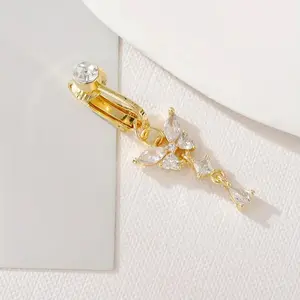 Women's No-Pierce Belly Button Piercing - Clip- Navel Ring with Fringe & Butterfly Pendant, Y2K Gothic Body Jewelry for Belly Button Piercings (No Piercing Needle) - Daily Wear & for - Wear 18+ (if Under