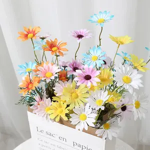 10pcs/1set 5-Head Chamomile Daisy Artificial Flowers, Living Room Decor, Home Decoration, No Vase Included, Model Rk001