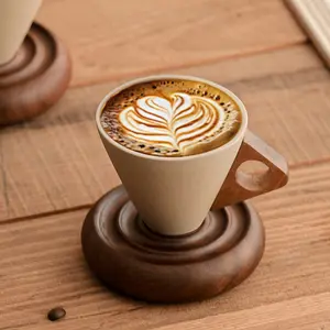 A Set of Creative Handmade Ceramic Coffee Cups, Exquisite Coffee Mugs, Spiral Vintage Cup And Saucer, Japanese High-Quality Retro Latte Art Coffee Cups