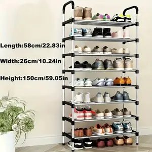 1 Pack Metal Shoe Rack Shoe Storage System Freestanding Space Saving Organizer for Entryway Hallway Bedroom Living Room Modern Classic Design 4-Tier Storage Shelf