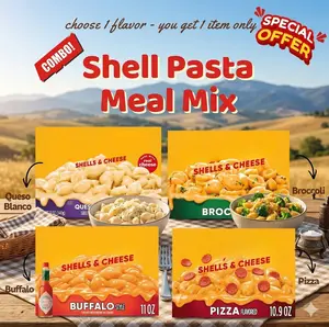 Shell Pasta and Cheese Sauce Variety Pack, Broccoli, Queso, Buffalo and Pizza Style Flavors, Easy Meal, 9.4–12 oz Boxes, Choose one of your favorite flavors