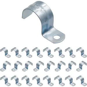 25pcs 3/4 Inch (16mm) Zinc Plated Anti-Corrosion Steel EMT Pipe Straps, 1-Hole Clamps for Fixed Pipeline, All-Seasons Resistance to Chemicals, EMT Conduit or Pipe Installation, Band Width 16Mm