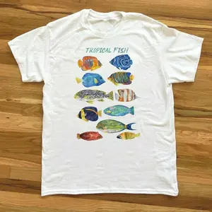 Tropical Fish Graphic Tee – Colorful Ocean Species Illustration Shirt, Vintage Marine Life Aesthetic, Unisex Beach Lover Gift, unisex shirt, crewneck