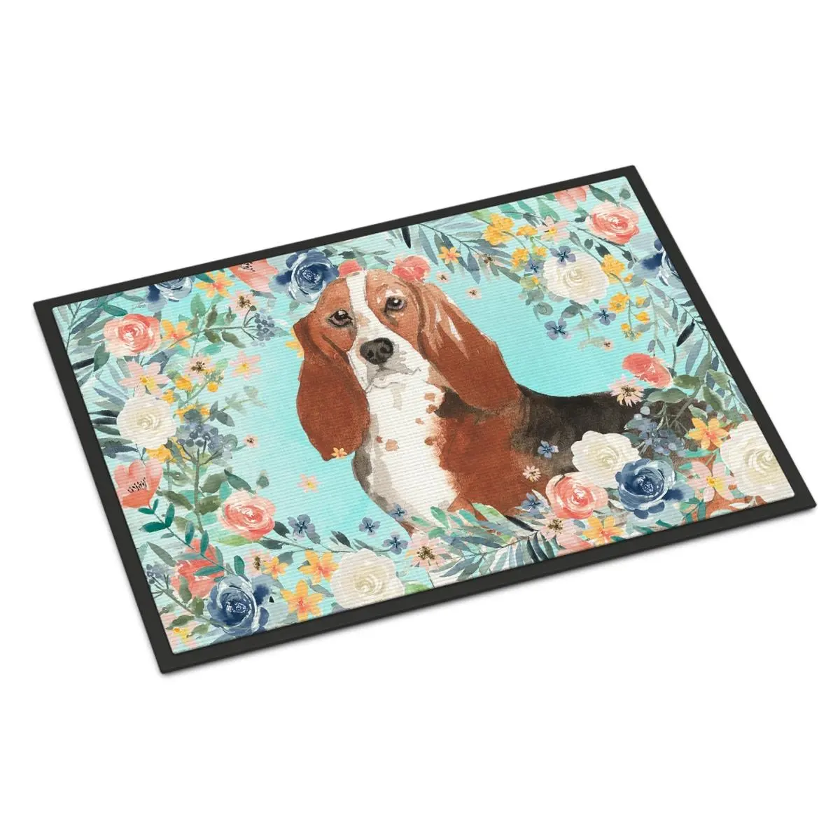 212 MAIN Carolines Treasures CK3437JMAT 24x36 in. Basset Hound Felt Mat, Indoor-Outdoor Use, Decorative Area Rug