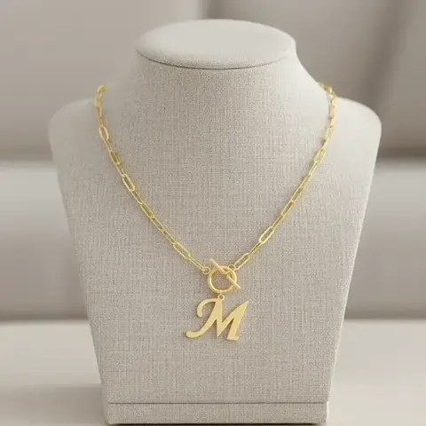 Stainless Steel Letter Pendant Necklace for Women, Necklace with OT Clasp for Party & Daily Wear, Trendy Versatile & Exquisite Jewelry for Birthday Gift, Fashionable Accessory, Necklace Chain