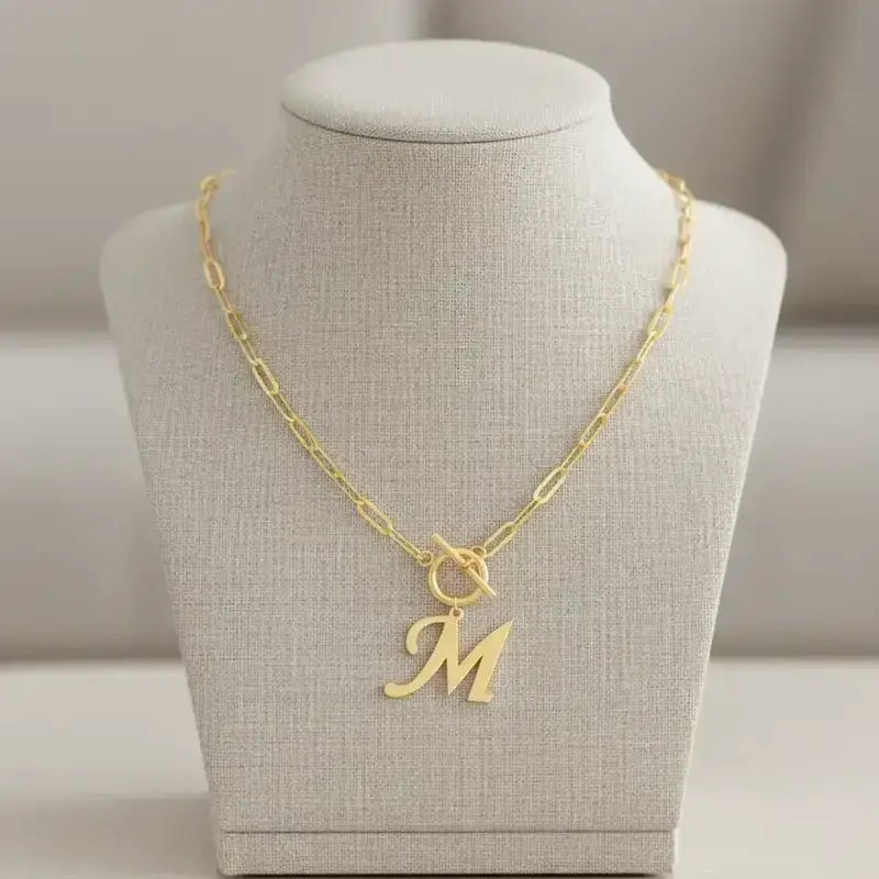 Stainless Steel Letter Pendant Necklace for Women, Necklace with OT Clasp for Party & Daily Wear, Trendy Versatile & Exquisite Jewelry for Birthday Gift, Fashionable Accessory, Necklace Chain