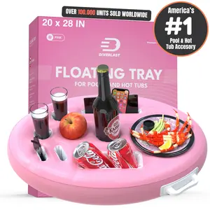 DIVEBLAST Floating Drink Holder for Pools & Hot Tubs —  Holds Up to 50 LBS — Cool & Unique Drink Floaties — Premium Swimming Pool Inflatables (PINK)