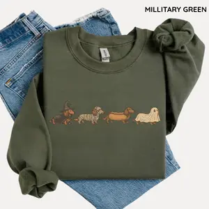 Vintage Art Style Dachshund Sweatshirt, Halloween Costume Top, Gift for Weenie Dog Owners, Cotton Fabric Womenswear