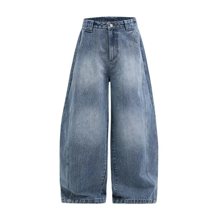 inflation Men's Beige Relaxed Bootcut Jeans - Trouser, Streetwear Baggy Pants, Casual Retro Washed Denim Pull-On Bottoms with Pockets, Oversize, Vintage, 1990S Aesthetic, 2000S-Inspired Men's Jeans, Baggy Relaxed Fit Men's Jeans, 90S Wide-Leg Men's Jeans