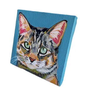 Mini Custom Pet Portrait [Message Seller With Photo] 4”x4” Abstract Acrylic Drawing, Hand Painted Canvas
