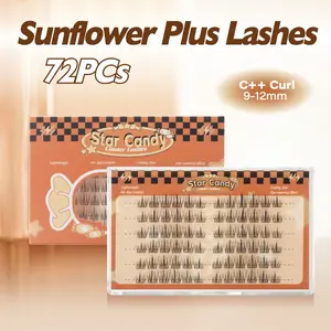 Star Candy Cluster Lashes Inividual Lashes 9-12mm DIY Lash Extensions C Curl Lightweight Natural Look Thin Band False Lashes Eyelashes Makeup