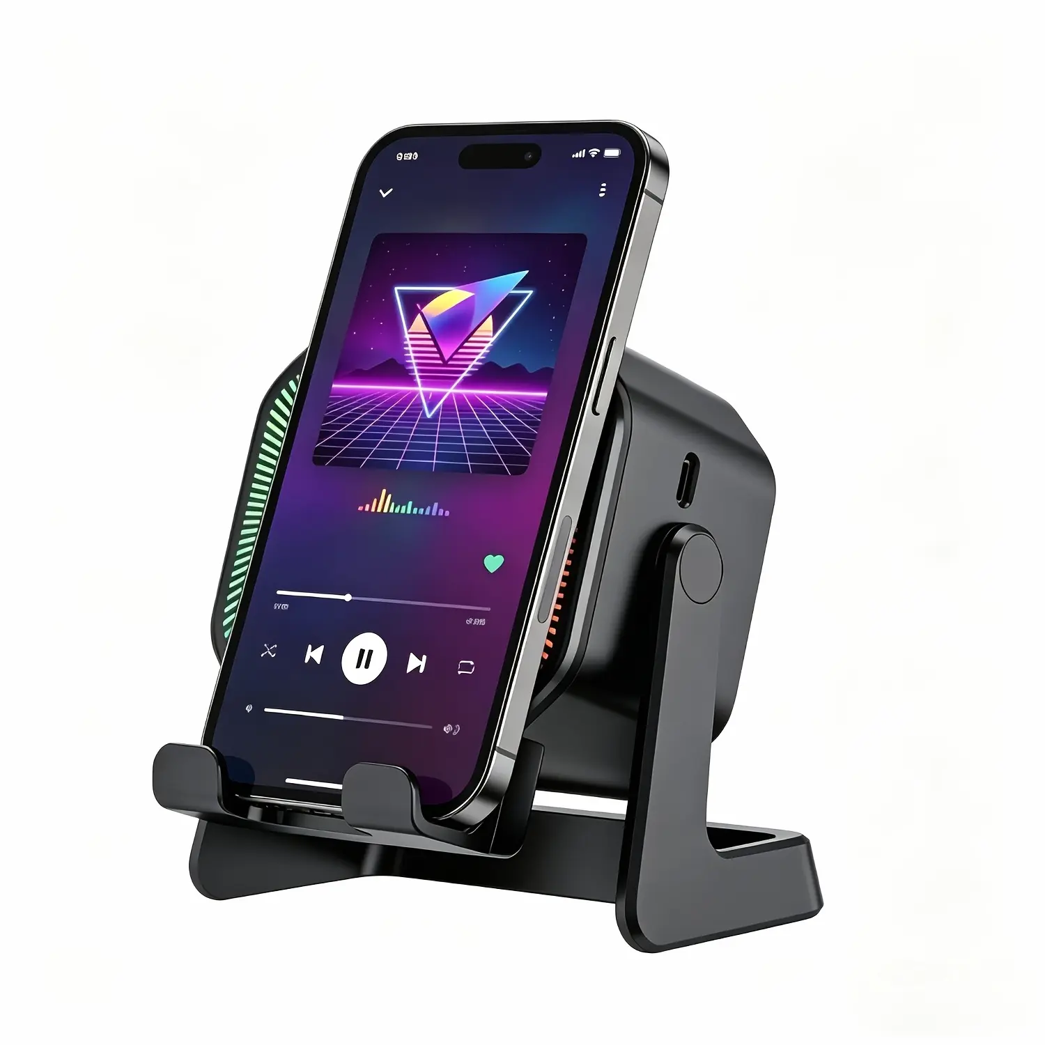 Wireless Wireless Induction Speaker, Phone Speaker Amplifier with Colorful Lights, Portable Phone Stand Compatible with Iphone/Ipad/Android/Samsung